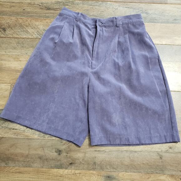 M Sportfolio by Marcia High Rise Purple Pleated Microfiber Mom Shorts Size 10 - Picture 1 of 7